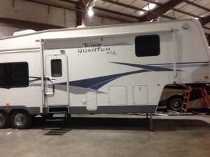 White rv side door